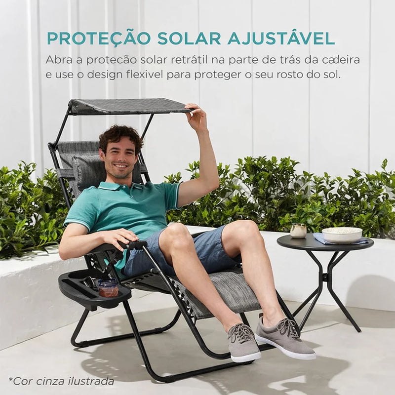 Cadeira de Praia Dobrável Reclinável com Porta-objetos!