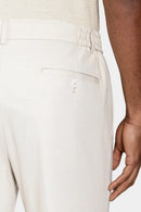 Calça Alfaiataria Cós Elástico e Bolsos Areia